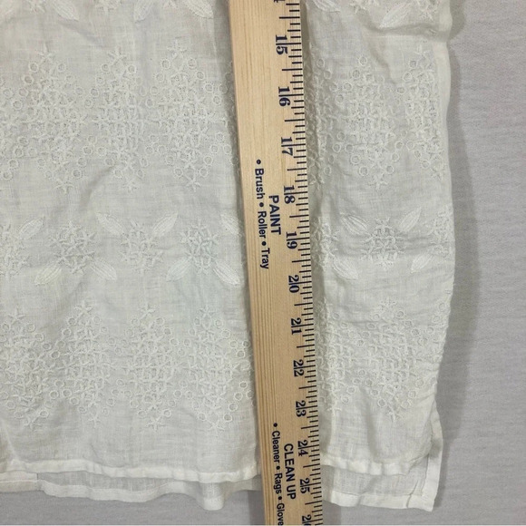 Christian Siriano White 100% Linen Embroidered Floral Top Large‎ - Picture 8 of 10